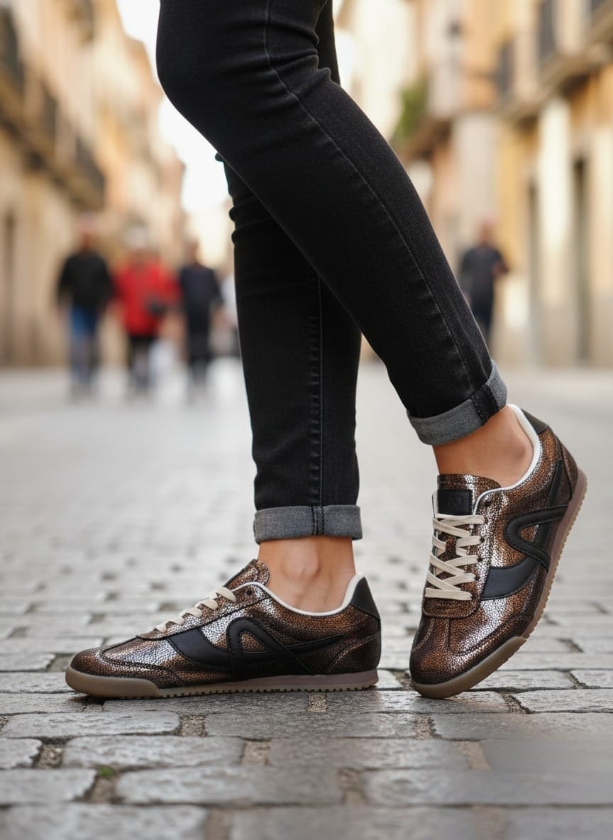 Zapatillas Brillo Retro y Textura Craquelada