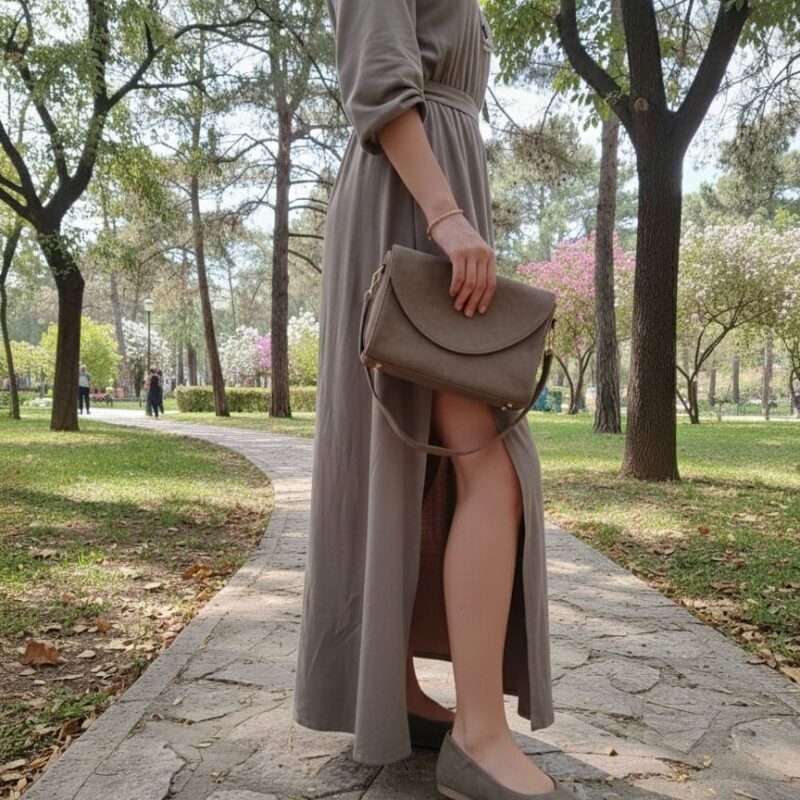 Bailarina 'Soft Point' en Antelina Verde Militar