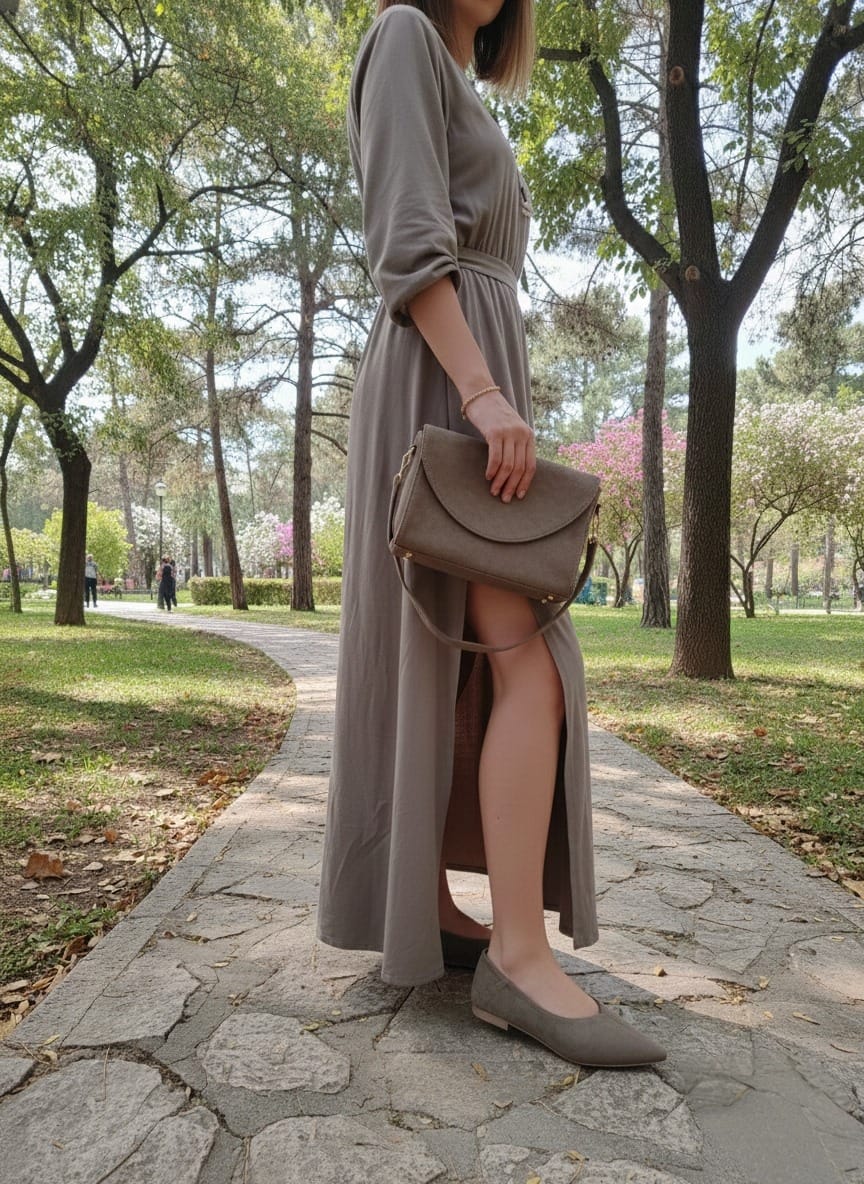 Bailarina 'Soft Point' en Antelina Verde Militar