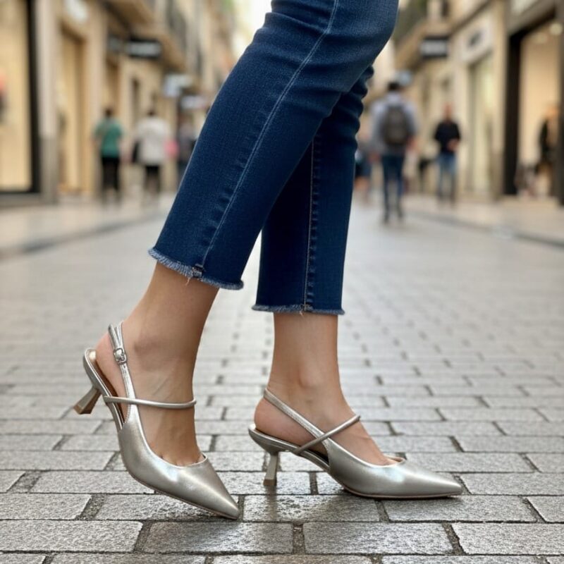 Zapato de Salón Slingback 'Golden Glow' con Doble Tira