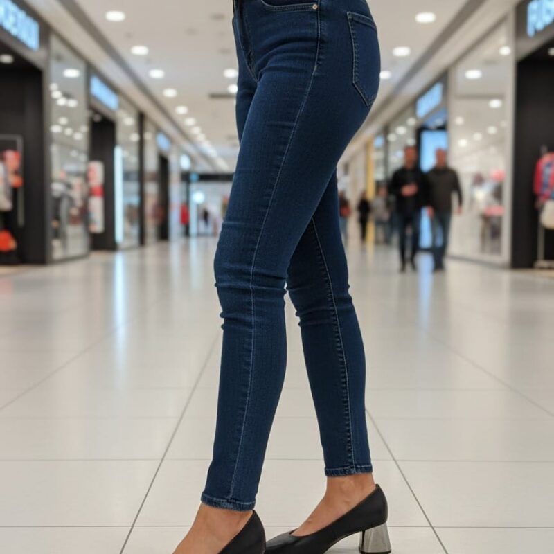 Salón 'Mirror Chic' en Negro con Tacón de Bloque Espejado