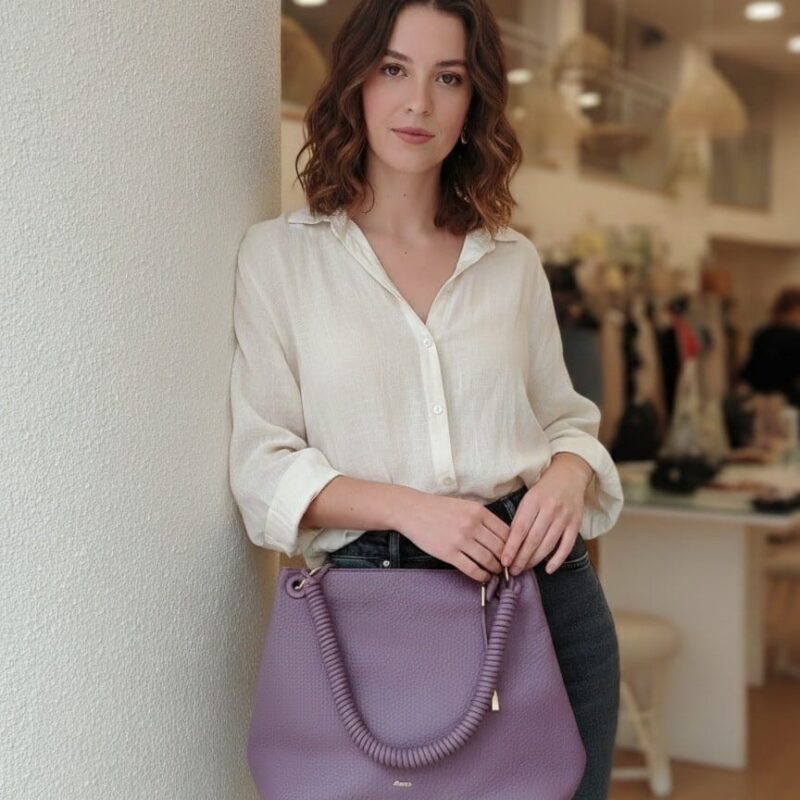 Bolso de Hombro "Elegance" – Textura Granulada y Asa Trenzada Tipo Muelle