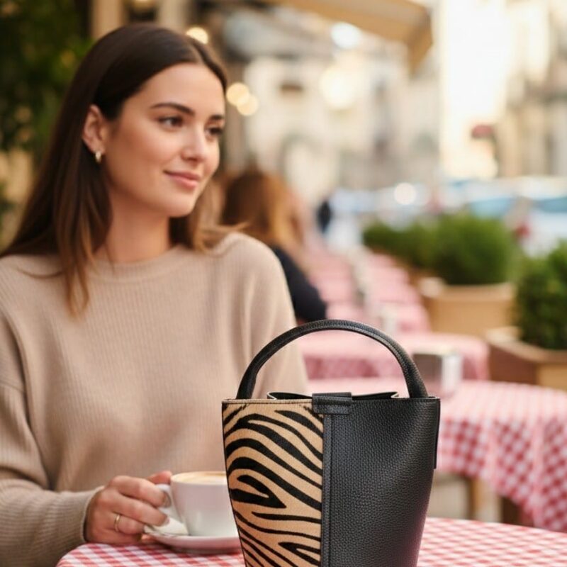 Bolso Bombonera "Animal Instinct" en Piel Natural