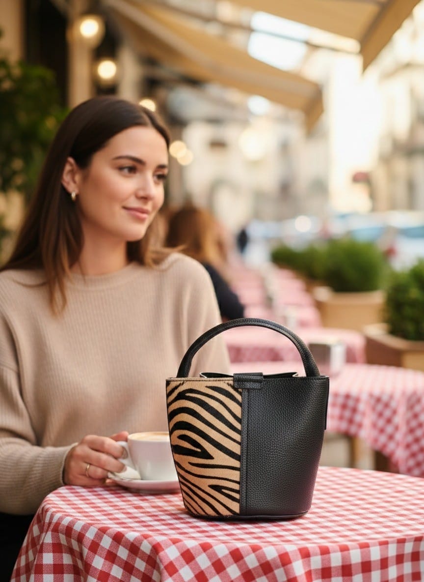 Bolso Bombonera "Animal Instinct" en Piel Natural